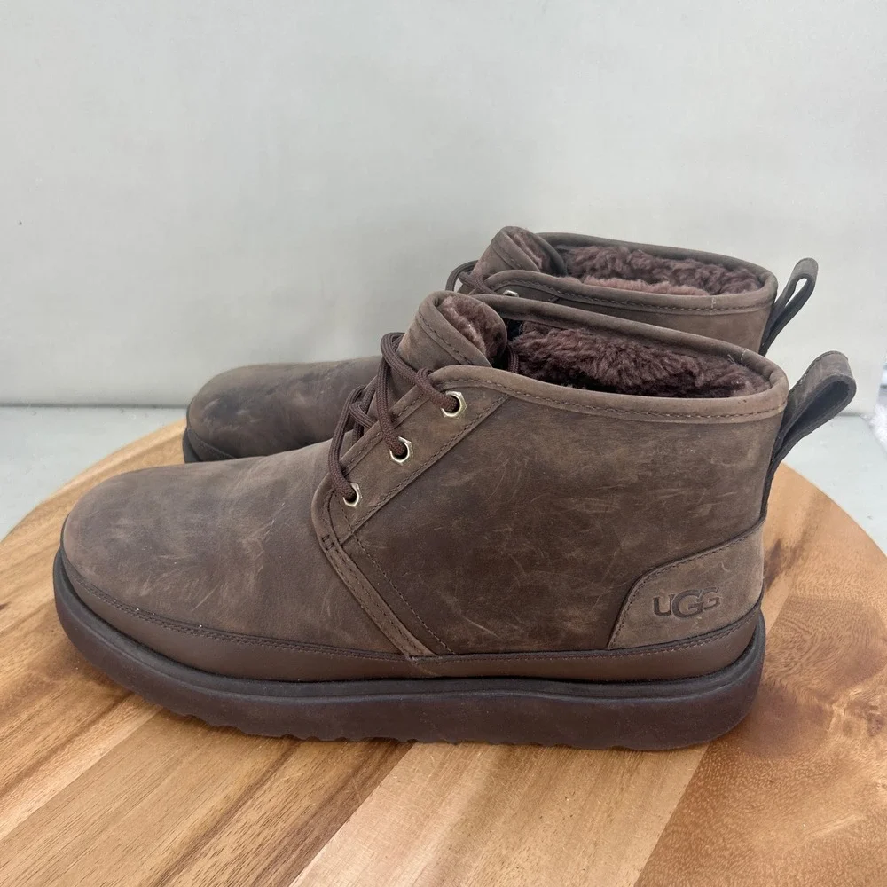 UGG Neumel Weather II Brown Leather Shearling Lined Chukka Boots Mens Size 10